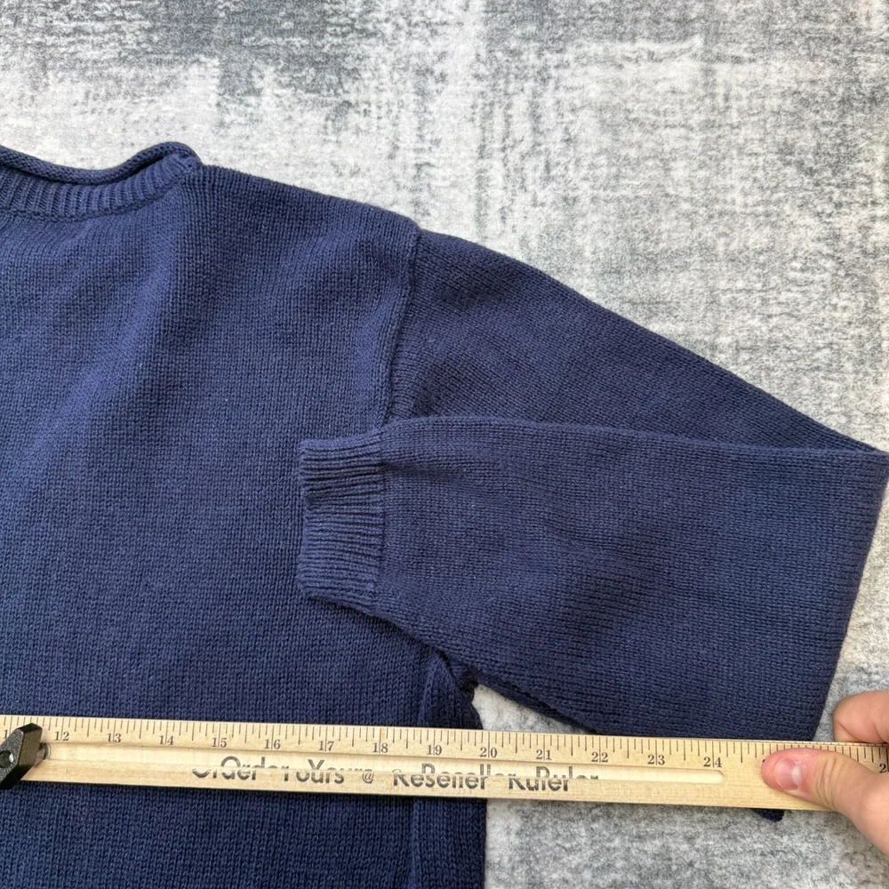 VTG Christmas Sweater Womens Large Blue Teddy Bear‎ Skating Roll Neck 90s Party